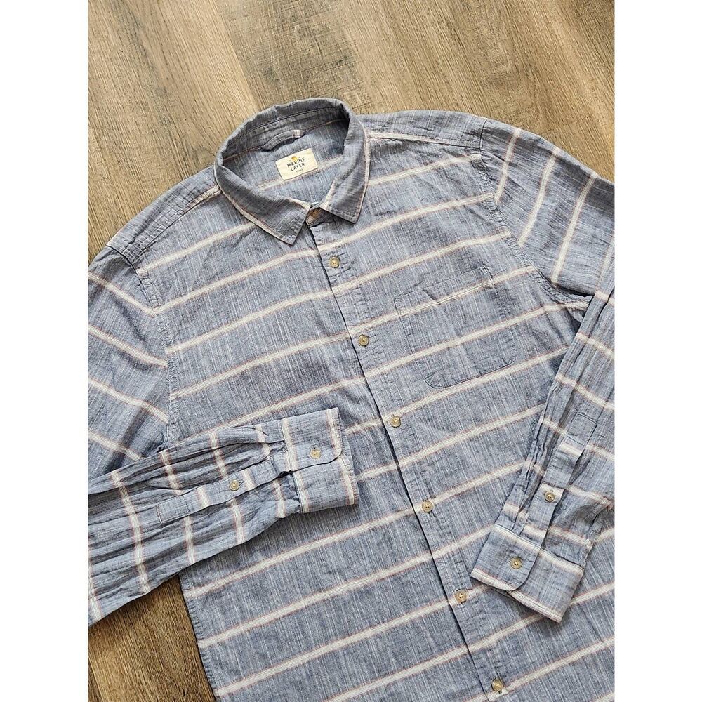Marine Layer Blue and White Striped Casual Shirt